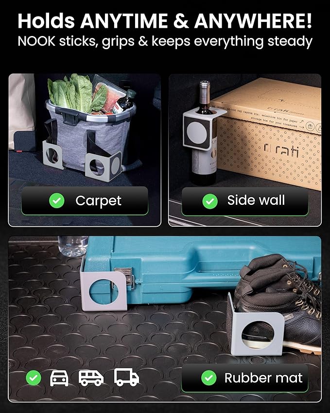 rati Nook Trunk Organizer Blocks for Cars and SUVs, Adjustable Cargo Dividers with Dual Grip Pads, Works on Carpeted and
