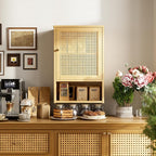 HITNET Bathroom Wall Cabinet, Rattan Medicine Cabinet, Bamboo Hanging Storage Organizer Over The Toilet with Adjustable Shelf