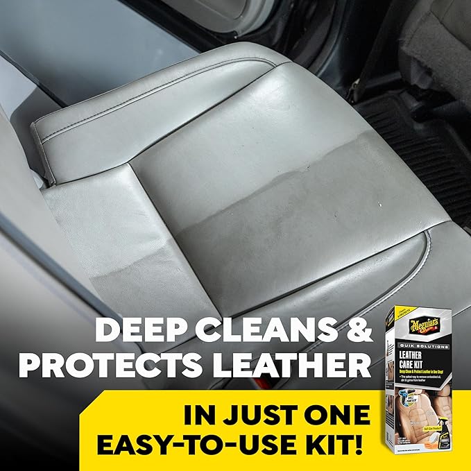 Meguiar's Leather Care Kit,This Car Care Kit Includes a Premium Car Leather Cleaner and Conditioner, Drill Backing Plate, Cle