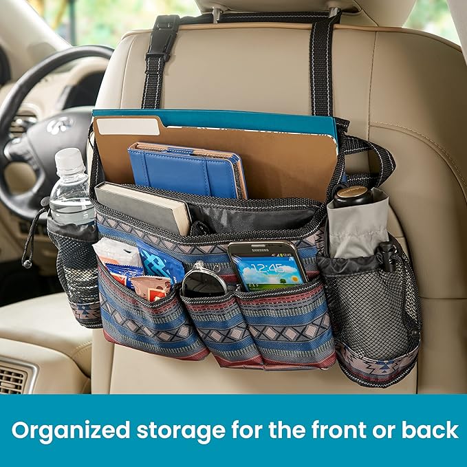 High Road SwingAway Front Seat Car Organizer for Daily Driving Essentials with Side Bottle and Cup Holders