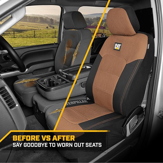 Cat® MeshFlex Automotive Seat Covers for Cars Trucks and SUVs (Set of 2) – Beige Car Seat Covers for Front Seats, Truck Seat 