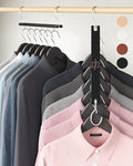 MORALVE Space Saving Hangers for Closet – 4 Pack European Beechwood 6-Tier Shirt Organizer with 360° Swivel Hook – Collapsibl