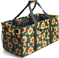 Joyfol Day Extra Large Utility Tote Bag, Reusable Grocery Bags Foldable, Upgraded Metal Frame, With Sturdy Handles Reinforced Bottom Heavy Duty Oxford Fabric Moving Shopping Bags, Sunflower