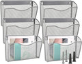 EASEPRES 6 Single Pocket Mesh Hanging File Organizer, Vertical Wall Mounted Magazine File Holder, Mount Basket Mail Paper Doc