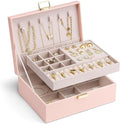 Vlando 2 Layer Jewelry Box Large Jewelry Organizer for Women Removable Jewelery Tray for Necklace Earrings Rings Bracelets Je