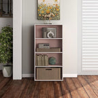 Homes: Inside + Out Apexa 4-Tier Cube Storage Organizer Shelves, Stackable Wood Bookcase Fits Cubby Bins for Organization, Do