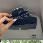 Car Sunglasses Holder for Car Visor Vegan Leather Auto Eyeglass Case with Clip Automotive Interior Visor Accessories