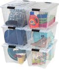 IRIS USA 54 Qt Stackable Plastic Storage Bins with Lids, 6 Pack - BPA-Free, Made in USA - See-Through Organizing Solution, La