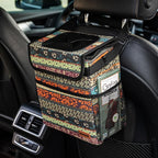 Car Garbage Can Cute - Leak-Proof Car Trash Can with Lid and Storage Pockets, Car Trash Bin for Men and Women, Boho Aztec Essentials: Must-Have Car Interior Accessories (Boho Carnival)