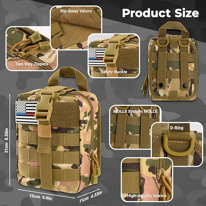 41 PCS IFAK Trauma Kit with Tourniquet, 4-Inch Israeli Bandage, Tactical First Aid Kit for Car, Camping, Hiking and Travel wi