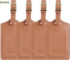 Travelambo Luggage Tags for Suitcases PU Leather Travel Tags Bag Tags Privacy Protection Travel Essentials