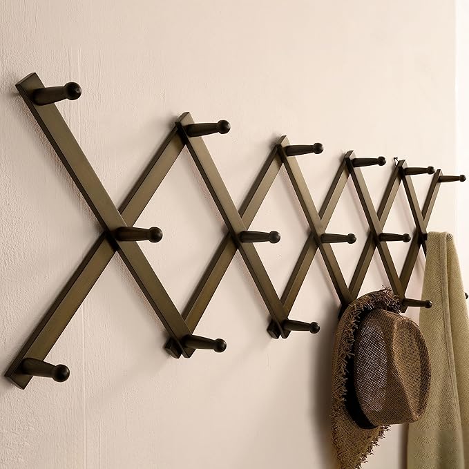 SKOLOO Hat Rack for Wall with 17 Hooks, Solid Wooden, Modern, Expandable Coat Rack Wall Mount for Coats, Hats, Bags, Baseball