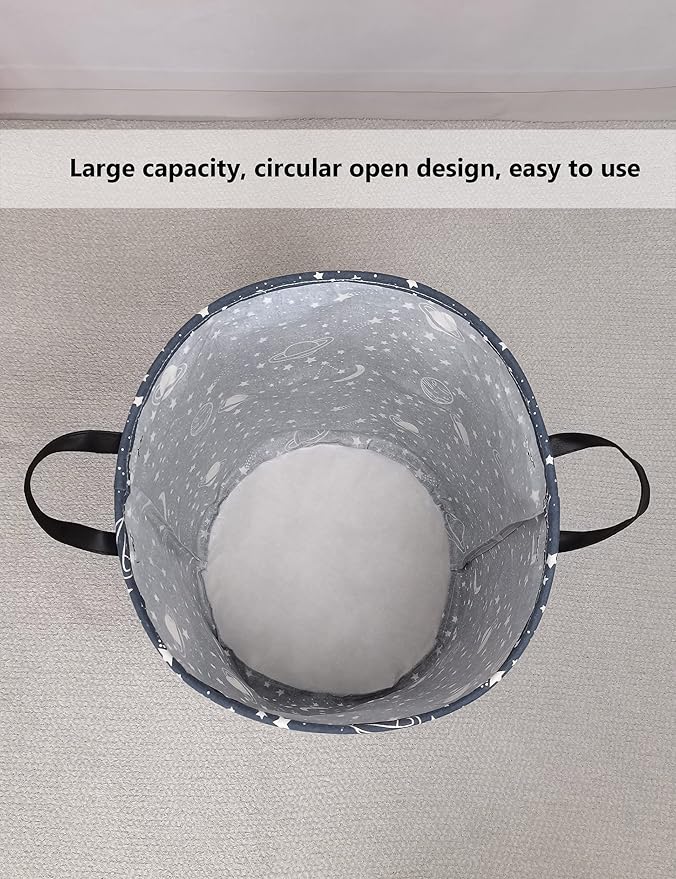 QUEENLALA Large Storage Basket,Laundry Hamper/Bathroom/Home Decor/Collapsible Round Storage Bin,Boys and Girls Hamper/Boxes/C