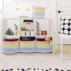 OrganiHaus Set of 3 Pastel Rainbow Baskets - Colorful Woven Storage Baskets for Playroom, Nursery & Classroom Decor, Toy Stor