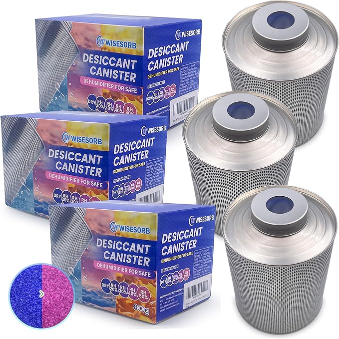 800 Gram Gun Safe Dehumidifier, 3 Pack of 1.77 LBS Rechargeable Dehumidifier Blue to Pink Silica Gel Desiccant Moisture Absor