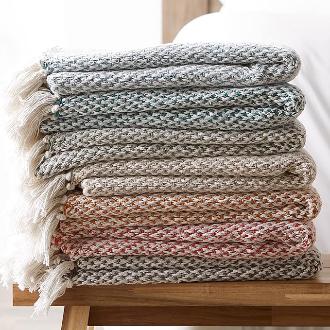DII Woven Throw Collection 100% Cotton, Basketweave, 50x60, Spice (Pack of 2)