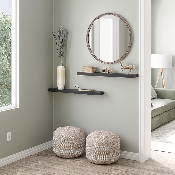 Ballucci Floating Shelves, 36" Wood Wall Shelf Set of 2, with Invisible Brackets for Bathroom, Living Room, Bedroom, Kitchen,