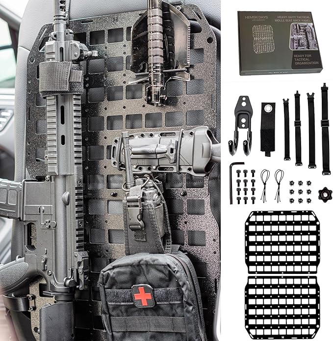 Metal Molle Panel for Vehicles & Trucks Seat Back (1 Seat Kit) – Premium 2mm Aluminum Alloy Organizer Compatible with Molle/PALS Gear, Heavy-Duty Car Storage
