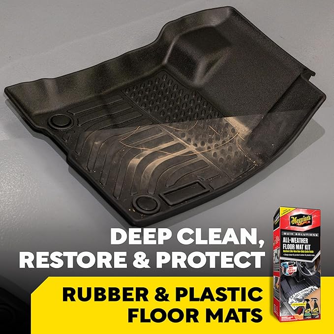 Meguiar’s Quik Solutions All-Weather Floor Mat Kit,All Weather Floor Mat Cleaner and Car Mat Protectant that Deep Cleans & Re
