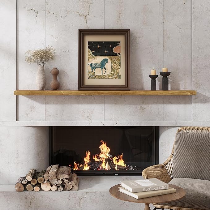 Dreamland 72 inch Floating Shelves for Wall Solid Elm Wood Wall Mounted Shelves|Rustic Long Floating Shelves with Invisible B