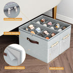Budding Joy 2 Pack Shoe Organizer for Closet, Clear Foldable Shoe Storage Containers Adjustable Dividers Fits 16 Pairs,Shoe S