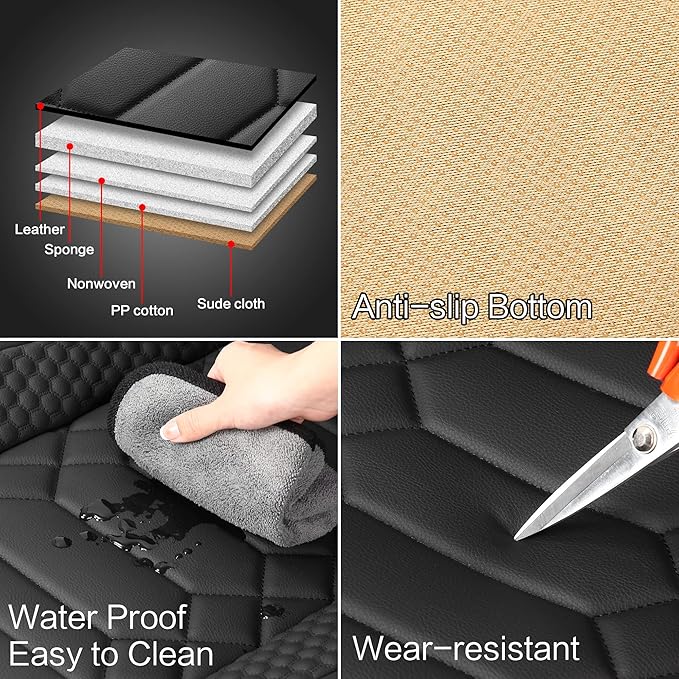 Leather Car Seat Covers Front Pair, Waterproof Faux Leather Seat Covers for Cars, Non-Slip Car Interior Covers Universal Fit 