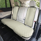 FH Group Car Seat Cushion Rear Set Beige Faux Leather Automotive Seat Cushions - Universal Fit, Rear Car Seat Cushion, Car Se