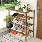 Smiry Shoe Rack, 4 Tier Thick Bamboo Shoe Organizer, Stackable Free Standing Wooden Shoe Storage Shelf for Closet, Entryway, 