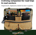 High Road Front Seat Organizer with Laptop Sleeve, Filing, Electronic and Work Supply Compartments, 12 pocket Car Office Passenger Seat Organizer