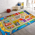 Booooom Jackson Kids Car Rug 39x79 inch, Car Mat for Kids Toy Cars,Road Carpet Playmat Rug,Buildings Parking Helipad Printed 