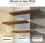 Floating Shelves for Wall, 9.3" Deep Wall Mounted Rustic Wood Shelves for Bathroom, Bedroom, Living Room, Kitchen, Hanging Sh