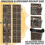 Simple Houseware 24 Pockets - 2-Pack 12 Large Mesh Pocket Over Door Hanging Shoe Organizer, Brown
