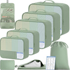 BAGAIL 9 Set Packing Cubes with Packing List Luggage Packing Organizers for Travel Accessories (Matcha Green)