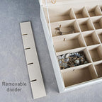 Frebeauty Earring Organizer Classic Jewelry Box 50 Slots Double Layer Jewelry Storage Case with 6 Necklace Hook and Bracelet 