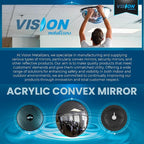 26” Acrylic Outdoor Convex Mirror With Plastic Back, Round Security Mirror for the Garage Blind Spot, Store Safety, Warehouse Side View, Circular Wall Mirror for Personal/Office Use -Vision Metalizers
