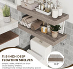 30 Inch Floating Shelves | 12 Inch Deep Grey Floating Shelves Set of 2 | 30" W x 12" D Rustic Wood Shelves for Wall | Deep Gr