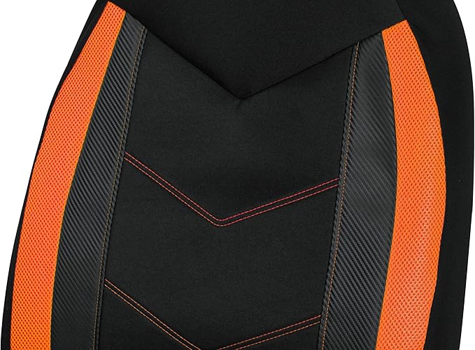 PIC AUTO High Back Front Car Seat Covers - Sports Carbon Fiber Mesh Design, Two Front Set, Airbag Compatible, Universal Fit f