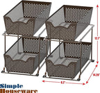 Simple Houseware Cabinet 2 Tier Perforated Basket Drawer, Bronze - 2 Pack