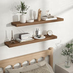 Fun Memories Rustic Wood Floating Shelves for Wall, Space-Saving Wall Mounted Shelves for Bathroom, Bedroom, Living Room and 
