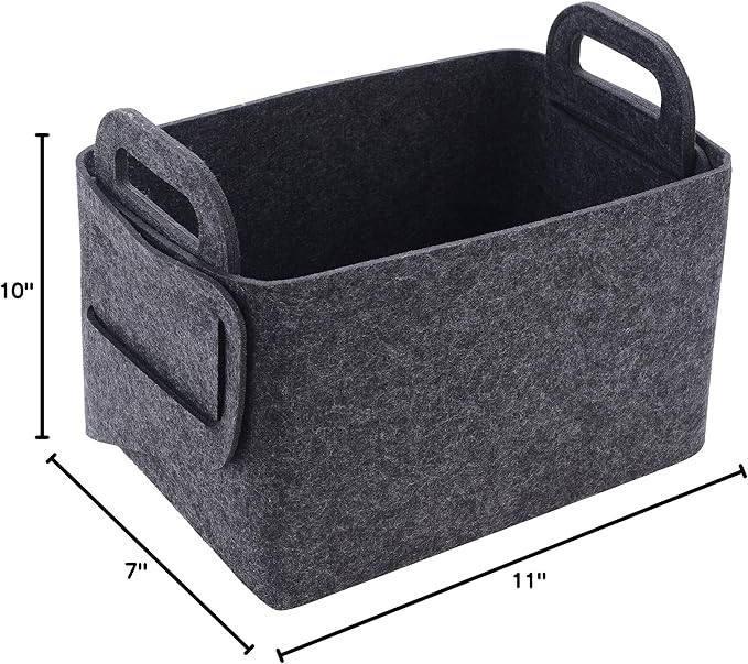 Minoisome Storage Basket Felt Storage Bin Collapsible& Convenient Box Organizer with Carry Handles for Office Bedroom Closet 