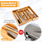Bellsal Silverware Organizer Kitchen Drawer Organizer Expandable Bamboo Utensil Holder Cutlery Tray for Kitchen Utensil and F