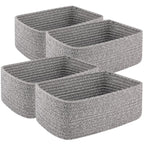 OIASKET 4 Pack Small Storage Shelf Baskets for Organizing, Mini Woven Rope Storage Bins for Towels, Cute Decorative Closet Or