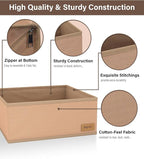 Clothes Organizer, Transform Your Drawers in Seconds - Cream Set of 6 Foldable Storage Boxes with Zipper, Durable 600D Fabric