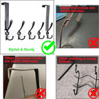 Dseap Over The Door Hook Hanger - Fits 1 3/8" to 1 3/4" Standard Doors | 5 Tri Hooks Heavy Duty Towel/Coat Rack | Door Organi