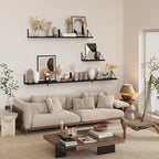Floating Shelves for Wall, 15.7W x 8D Wide Bookshelf with Brackets Set of 3, Wood Wall Mounted Shelves for Living Room, Kitch
