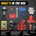 Nilight Car Emergency Kit with Jumper Cable Air Compressor Tire Repair Essential Tools First Aid Alligator Connector Electric