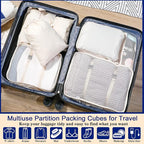 28 Pcs Packing Cubes Packing Organizers Luggage Organizer Bags Foldable Travel Luggage Cubes Suitcases Organizer Bags (Dark C