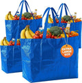 DURASACK Haul-It-All Extra-Large Reusable Shopping Bag – Heavy Duty Open-Top Tote with Handles, 18-Gallon Capacity, Blue, Pack of 4