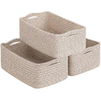 Goodpick Baskets for Organizing, Storage Basket for Shelves, Baskets for Gifts, Woven Bakset 3 Pack for Living Room, 11 x 7 x