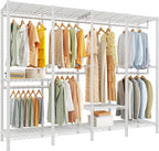 Raybee Clothing Racks for Hanging Clothes,Heavy Duty Clothes Rack with Shelves,Portable Closet Adjustable,76" W x 77" H x 18"
